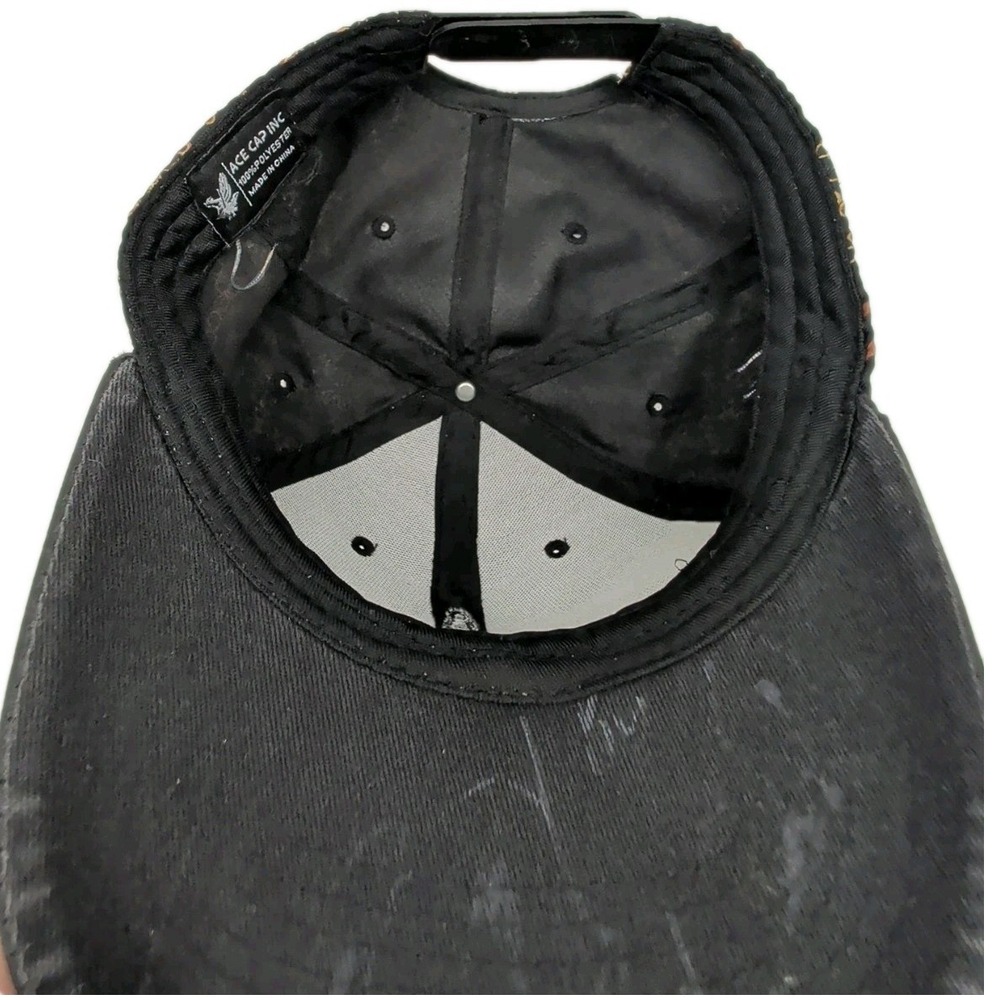 Skeleton Middle Finger Embroidered Hat Chain-Link & Black Flat Bill Snapback Cap - Picture 9 of 11